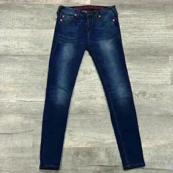 True Religion Manchester United Womens Curvy Stretch Skinny Denim Jeans 28 EUC - Picture 2 of 16